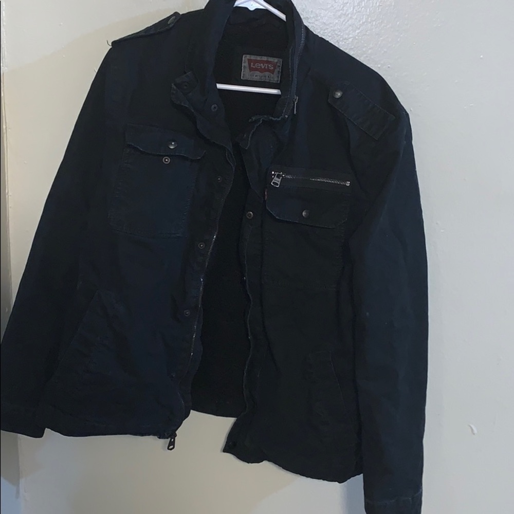 Levis Black Denim Jacket with Fur interior